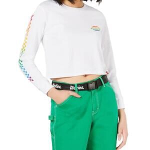 Dickies Rainbow Cropped Checkered Long Sleeve Tee Medium